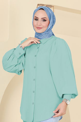 moda selvim Shirt 3025KTR750 Almond Green - Thumbnail