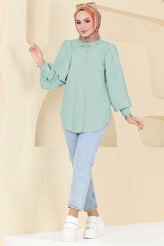 moda selvim Shirt 3025KTR750 Almond Green - Thumbnail