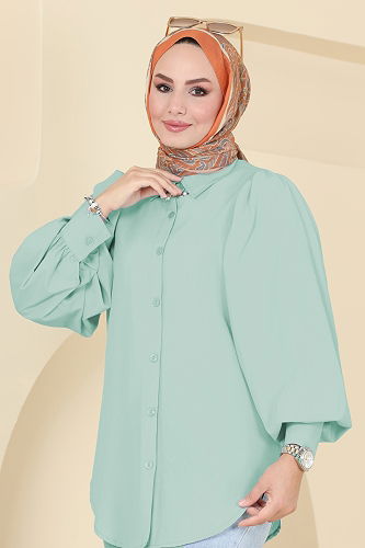 moda selvim Shirt 3025KTR750 Almond Green - Thumbnail