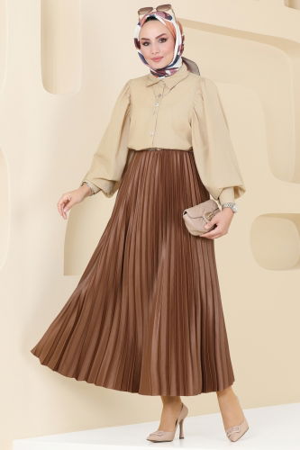 moda selvim Shirt 3025KTR750 Beige - Thumbnail