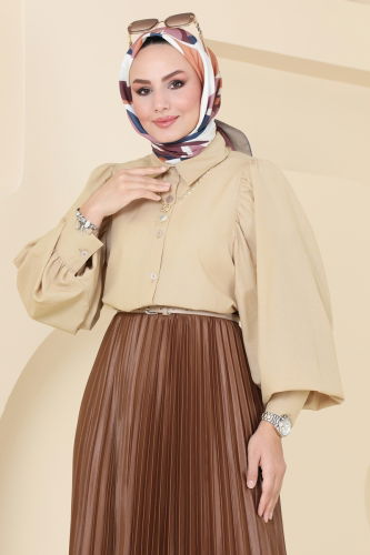 moda selvim Shirt 3025KTR750 Beige - Thumbnail