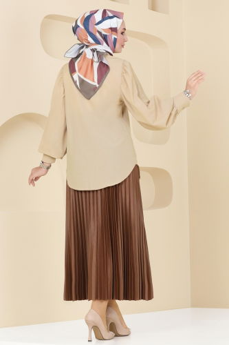 moda selvim Shirt 3025KTR750 Beige - Thumbnail