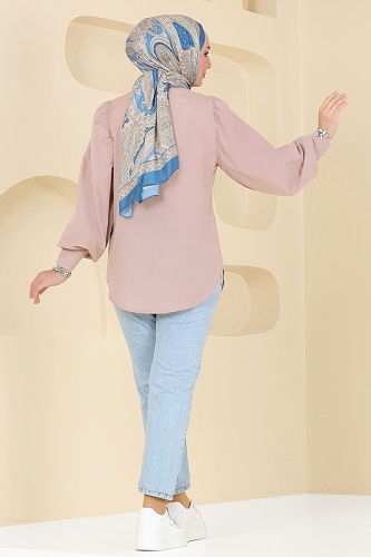 moda selvim Shirt 3025KTR750 Beige - Thumbnail