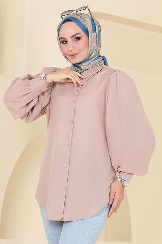moda selvim Shirt 3025KTR750 Beige - Thumbnail