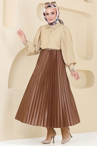 moda selvim قميص بيج 3025KTR750 - Thumbnail