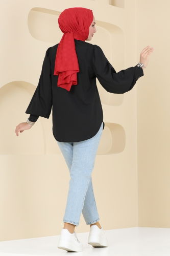 moda selvim Shirt 3025KTR750 Black - Thumbnail