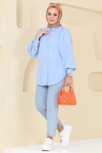 moda selvim Shirt 3025KTR750 Blue - Thumbnail