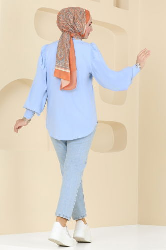 moda selvim Shirt 3025KTR750 Blue - Thumbnail