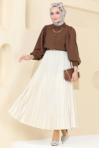 moda selvim Shirt 3025KTR750 Brown - Thumbnail