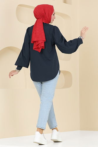 moda selvim قميص كحلي 3025KTR750 - Thumbnail