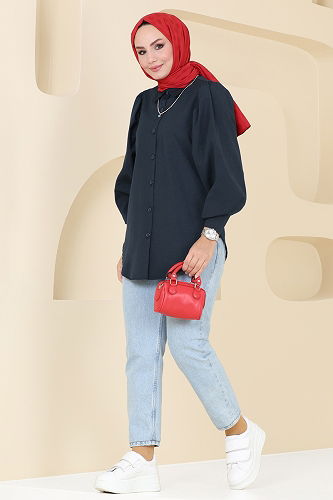 moda selvim قميص كحلي 3025KTR750 - Thumbnail