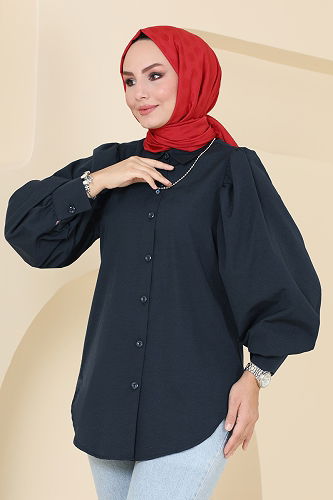 moda selvim قميص كحلي 3025KTR750 - Thumbnail