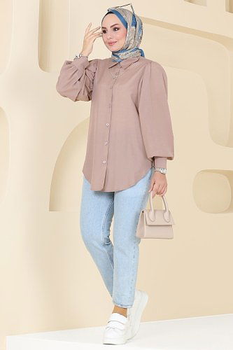 moda selvim قميص بيج 3025KTR750 - Thumbnail