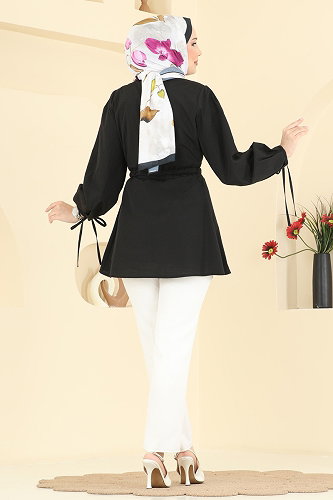 moda selvim قميص أسود 3087KTR750 - Thumbnail