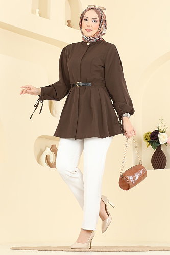 moda selvim قميص بني 3087KTR750 - Thumbnail