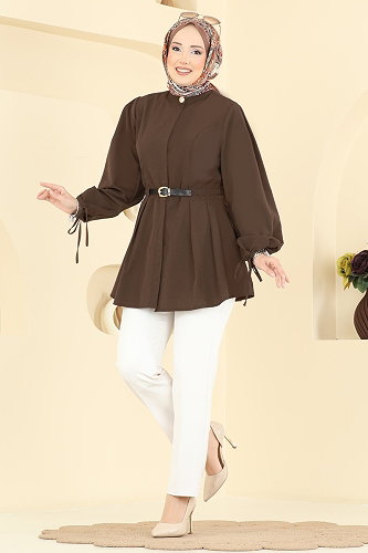 moda selvim قميص بني 3087KTR750 - Thumbnail