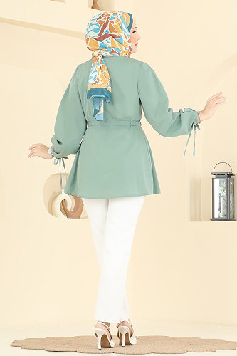moda selvim Shirt 3087KTR750 Mint - Thumbnail