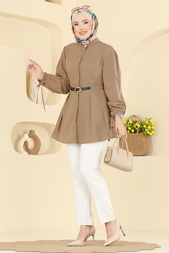 moda selvim قميص بيج 3087KTR750 - Thumbnail