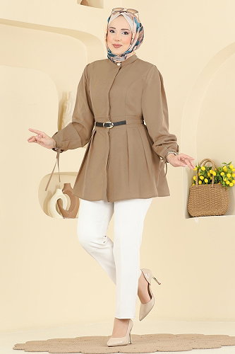 moda selvim قميص بيج 3087KTR750 - Thumbnail