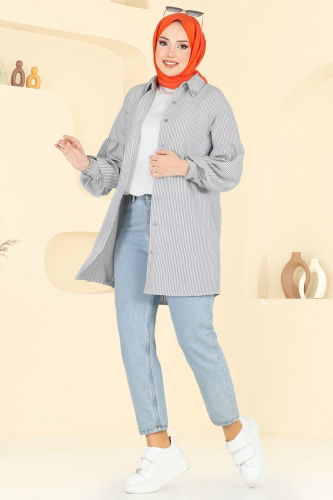 moda selvim Shirt 3093HBS856 Black - Thumbnail