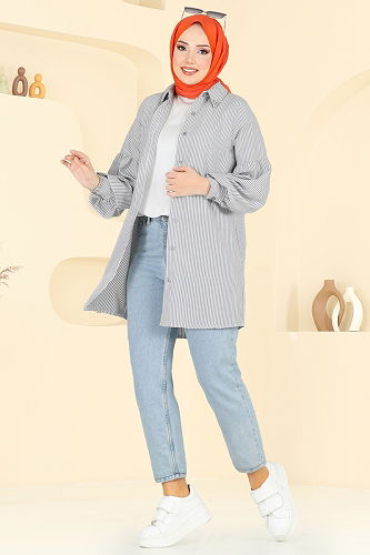 moda selvim قميص أسود 3093HBS856 - Thumbnail