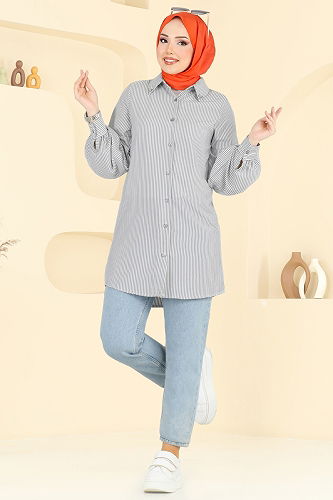 moda selvim قميص أسود 3093HBS856 - Thumbnail