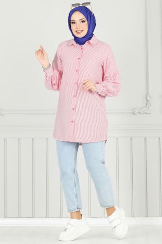 moda selvim Shirt 3093HBS856 Red - Thumbnail