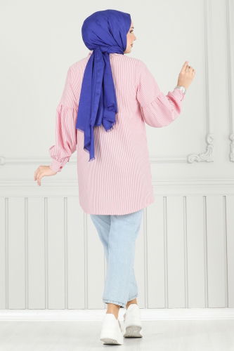 moda selvim Shirt 3093HBS856 Red - Thumbnail
