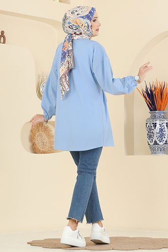 moda selvim Shirt 316ASN888 Baby Blue - Thumbnail