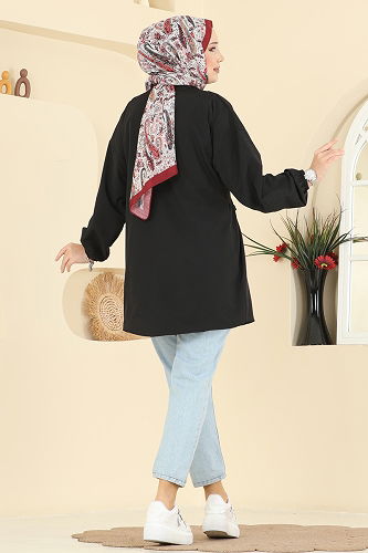 moda selvim قميص أسود 316ASN888 - Thumbnail