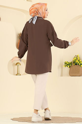 moda selvim Shirt 316ASN888 Brown - Thumbnail