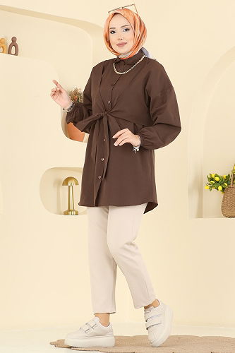 moda selvim قميص بني 316ASN888 - Thumbnail