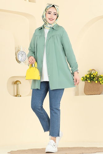 moda selvim Shirt 337ASN888 Almond Green - Thumbnail