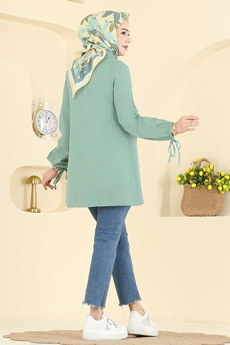 moda selvim قميص أخضر عشبي 337ASN888 - Thumbnail