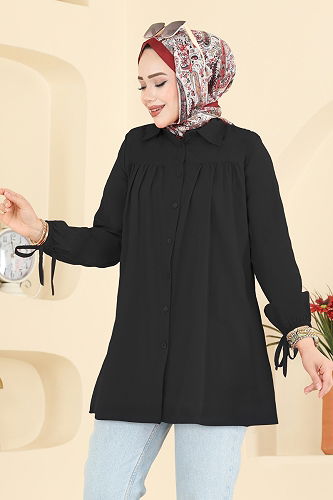 moda selvim Shirt 337ASN888 Black - Thumbnail