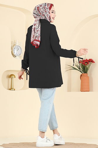 moda selvim Shirt 337ASN888 Black - Thumbnail