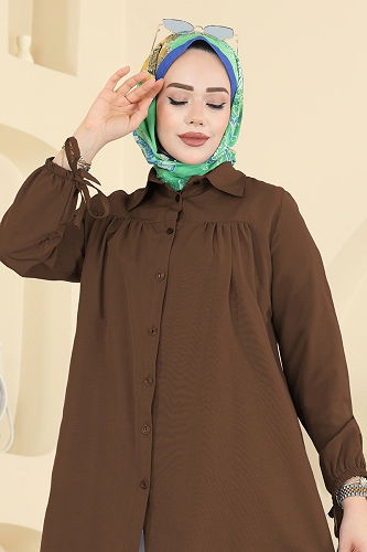 moda selvim Shirt 337ASN888 Brown - Thumbnail