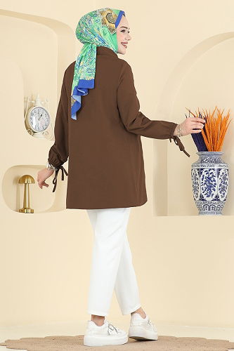 moda selvim Shirt 337ASN888 Brown - Thumbnail