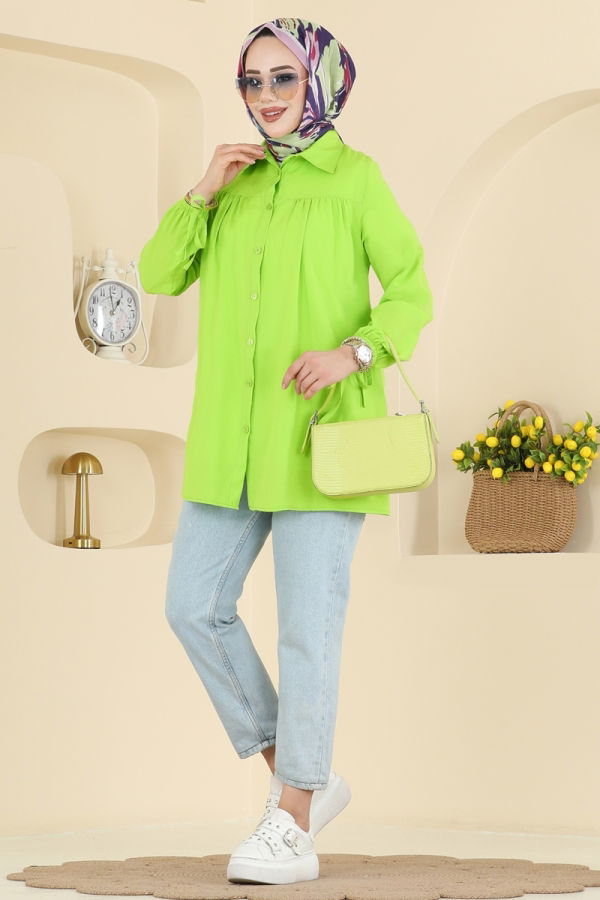 Modaselvim Blouses and Shirts Shirt 337ASN888 Pistachio Green