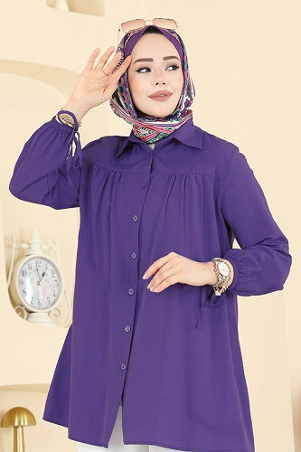 moda selvim Shirt 337ASN888 Purple - Thumbnail