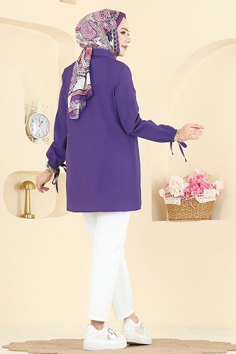 moda selvim Shirt 337ASN888 Purple - Thumbnail