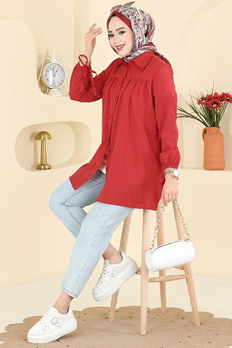 moda selvim Shirt 337ASN888 Red - Thumbnail