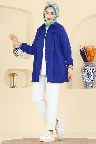 moda selvim Shirt 337ASN888 Saxe - Thumbnail