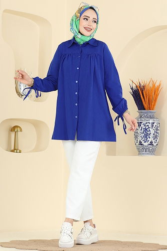 moda selvim Shirt 337ASN888 Saxe - Thumbnail