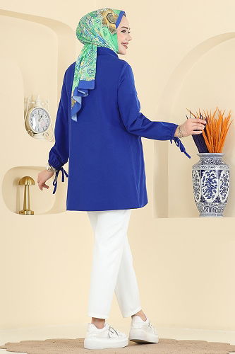 moda selvim Shirt 337ASN888 Saxe - Thumbnail