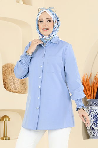 moda selvim قميص أزرق فاتح 338ASN888 - Thumbnail