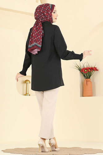 moda selvim Shirt 338ASN888 Black - Thumbnail