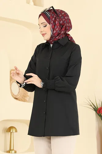 moda selvim قميص أسود 338ASN888 - Thumbnail