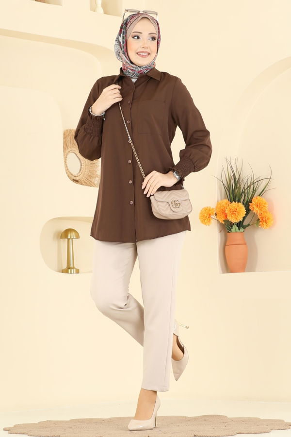 Modaselvim Blouses and Shirts Shirt 338ASN888 Brown