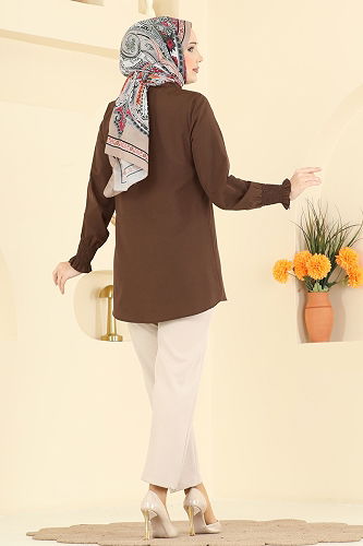 moda selvim قميص بني 338ASN888 - Thumbnail